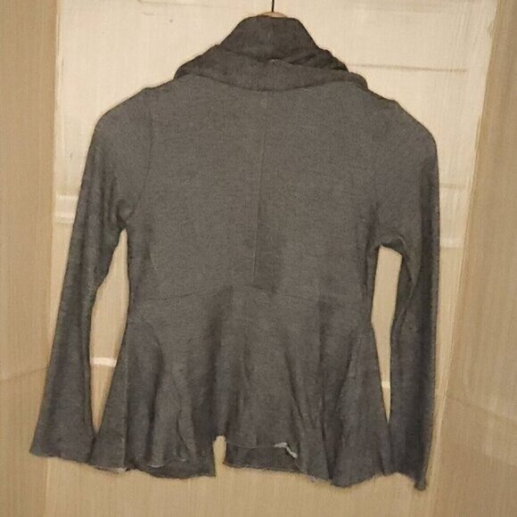 Lucy Love Womens Grey Heathered Distressed Open Sweatshirt Cardigan Small - Picture 2 of 7
